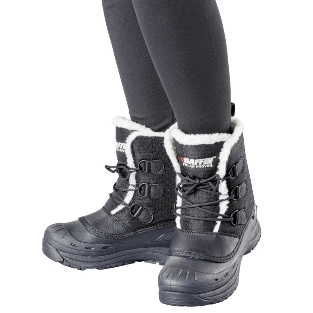 Baffin Black Tessa Boots with White Fur Trim Winter Boots - Picture 3 of 16